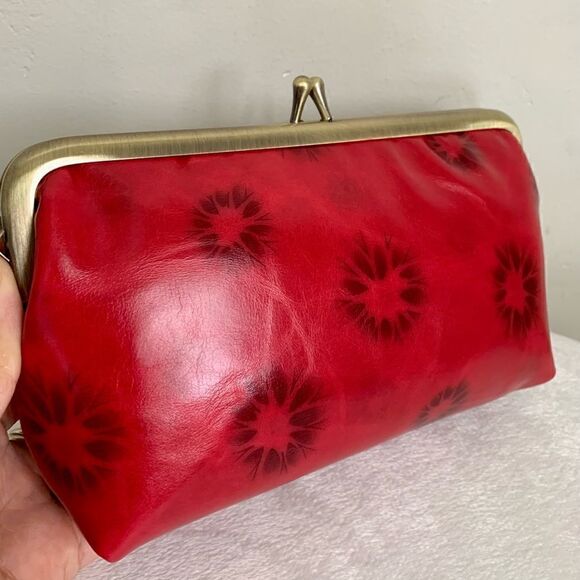Red Cowhide Leather Handmade Push-lock Purse/Crossbody Includes  Small Clutch - Picture 15 of 16